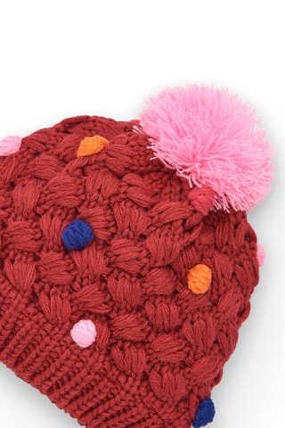 Muts met Pompon en Colsjaal - Blauw, bruin en roze