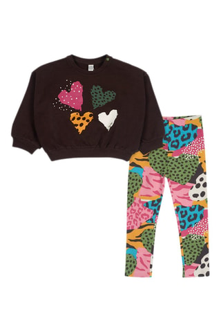 Sweater en Legging - Groen, oranje en grijs
