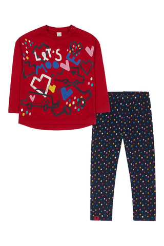 T-shirt en Legging - Rood, blauw en geel
