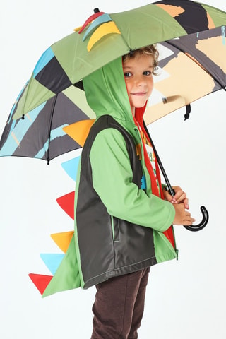 Regenjas met capuchon - Zwart, groen en geel