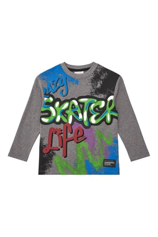 T-shirt - Blauw, groen en grijs