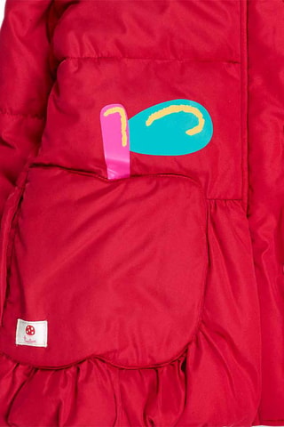 Gewatteerde Jas met Capuchon - Wit, rood en roze