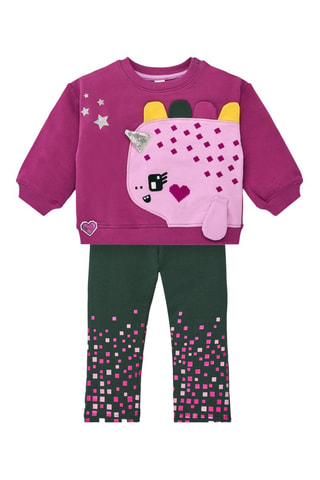 Sweater en Legging - Groen, paars en roze