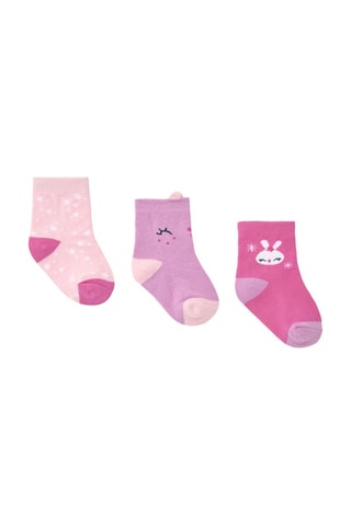 3 Paar Sokken - Wit, paars en roze
