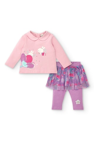 T-shirt en Legging - Blauw, paars en roze