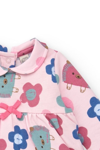 Fleece Jurk - Blauw, groen en roze