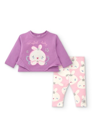 T-shirt en Legging - Paars en roze