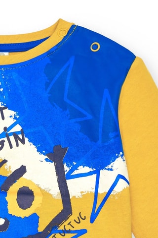 T-shirt - Wit, blauw en geel