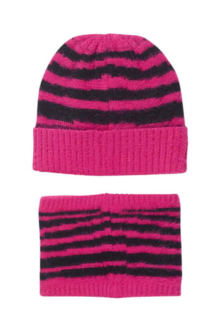 Muts en colsjaal - Zwart en roze