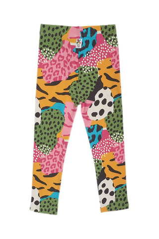 Legging - Wit, groen en roze
