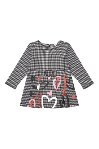 Fleece Jurk - Wit, zwart en roze
