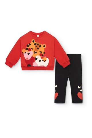 Sweater en Legging - Zwart, rood en oranje