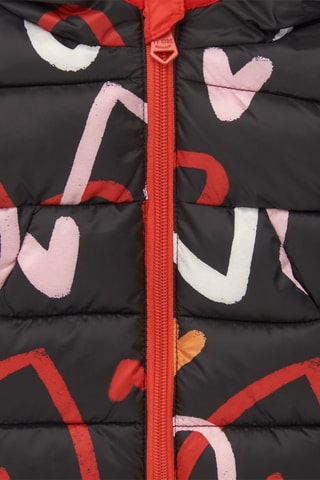 Gewatteerde Jas met Capuchon - Zwart en rood