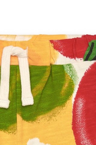 Fleecebermuda - Wit, rood en geel