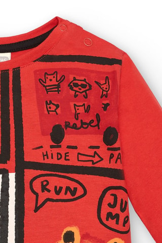 T-shirt - Wit, zwart en oranje