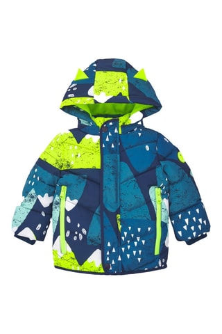 Gewatteerde Jas met Capuchon - Blauw en groen