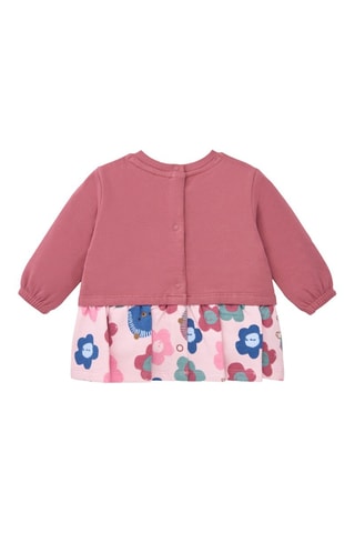 Jurk Trompe-l'œil - Blauw, groen en roze