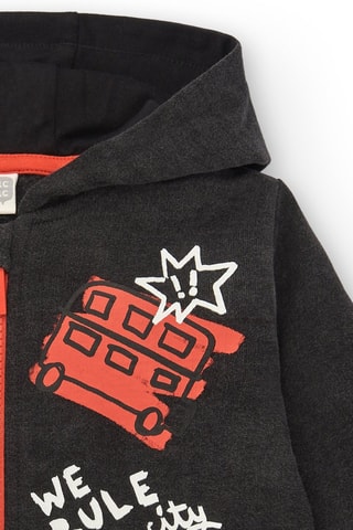 Sweater met Capuchon - Rood, oranje en grijs