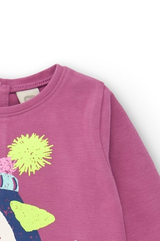 T-shirt - Blauw, groen en roze
