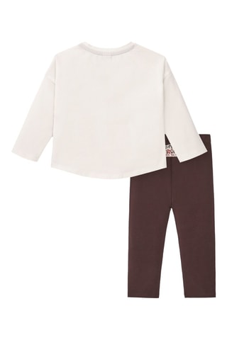 T-shirt en Legging - Beige, oranje en grijs