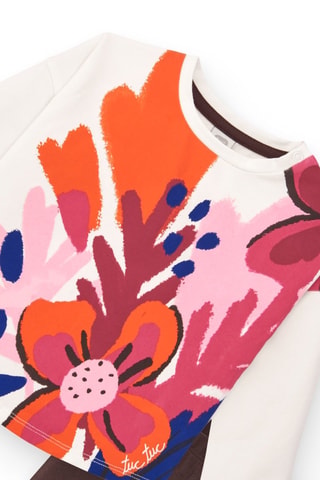 T-shirt en Legging - Beige, oranje en grijs