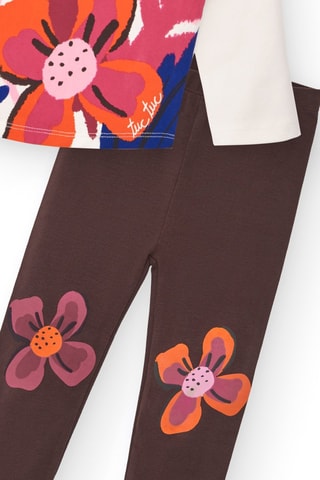 T-shirt en Legging - Beige, oranje en grijs