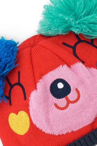 Muts met Pompons - Roze, wit en rood