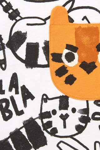T-shirt - Wit, zwart en oranje