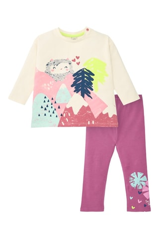 T-shirt en Legging - Blauw, groen en roze