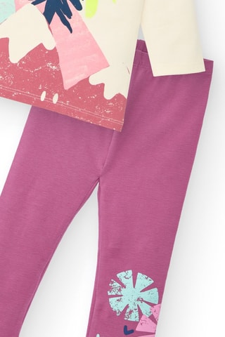 T-shirt en Legging - Blauw, groen en roze