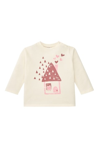 T-shirt - Wit, bruin en roze