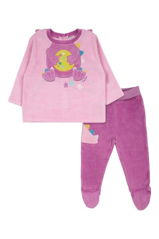 Velours T-shirt en Broek - Blauw, geel en paars