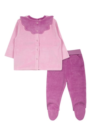 Velours T-shirt en Broek - Blauw, geel en paars
