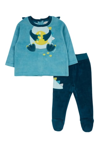 Velours T-shirt en Broek - Wit, blauw en geel