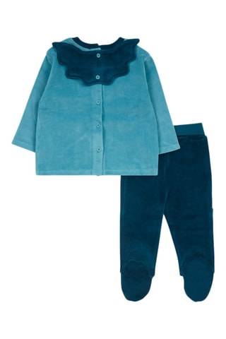 Velours T-shirt en Broek - Wit, blauw en geel