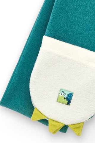 Fleece Muts en Sjaal - Wit, blauw en groen