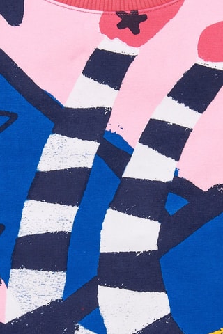 Fleece Jurk - Wit, blauw en roze