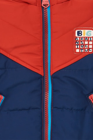 Gewatteerde Jas met Capuchon - Rood en blauw
