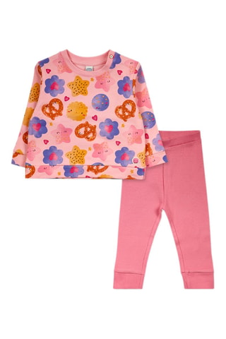 Sweater en Legging - Blauw, geel en roze