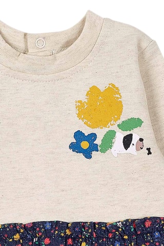 Sweaterjurk - Beige en blauw