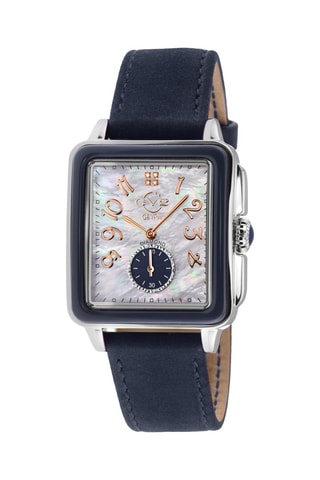 Montre à quartz en cuir, nacre et diamants Bari - Compteur de petite seconde