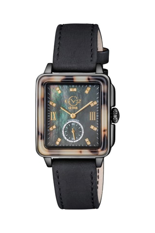 Montre à quartz en cuir, nacre et diamants Bari - Compteur de petite seconde
