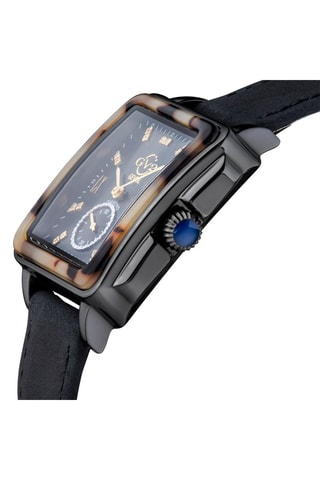 Montre à quartz en cuir, nacre et diamants Bari - Compteur de petite seconde