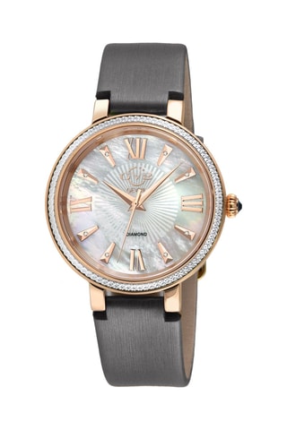 Montre à quartz en cuir et diamants