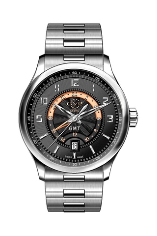 Montre automatique en acier Giromondo - Argenté et noir