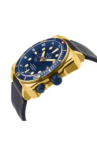 Montre automatique en cuir - Noir et bleu foncé