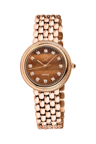 Montre à quartz en acier - Doré rose et marron