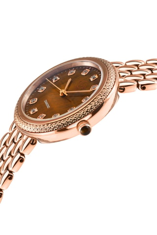 Montre à quartz en acier - Doré rose et marron