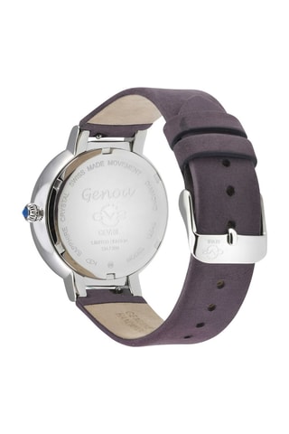 Montre à quartz en cuir et diamants Genoa Violet