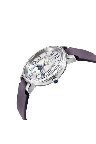 Montre à quartz en cuir et diamants Genoa Violet